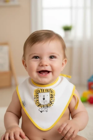 Babyjem Fular Mama Önlüğü Emzik Tutacaklı Ekru Aslan