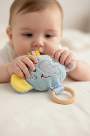 Babyjem Ahşap Halkalı Sevimli Fil Dişlik Yeşil