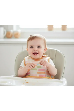Babyjem Leke Tutmaz Giymeli Mama Önlüğü Pastel Şerit