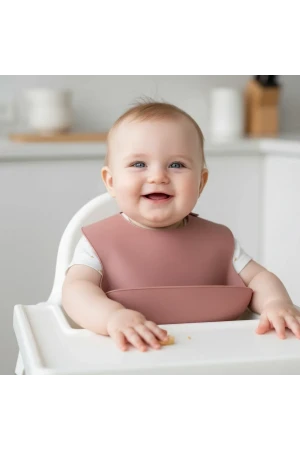 Babyjem Mini Silikon Mama Önlüğü Mocha