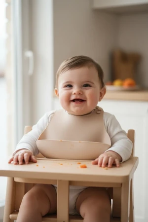 Babyjem Mini Silikon Mama Önlüğü Ekru