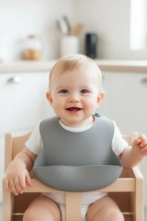 Babyjem Mini Silikon Mama Önlüğü Gri