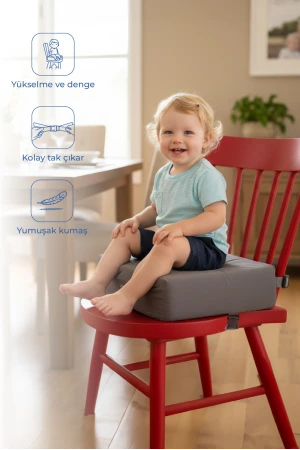 Babyjem QuickBoost Taşınabilir Mama Sandalye Yükseltici Minder Antrasit