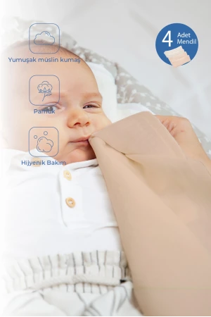 Babyjem Bürümcük Bebek Ağız Ter Mendili 4 Adet Somon