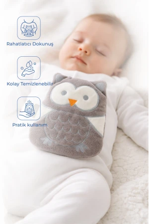 Babyjem Kiraz Çekirdekli Baykuş Kadife Rahatlatıcı Gaz Kemeri & Gaz Yastığı - Gri