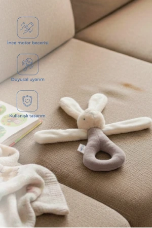 Babyjem Tutmalı Çıngıraklı Mini Peluş Tavşan Taş 842