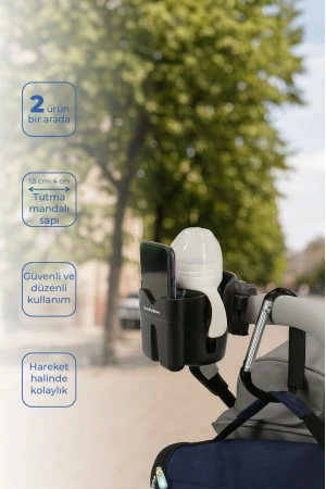Babyjem Bebek Arabası Aksesuar 2 Parça Set Telefon Tutucu + Kanca XL