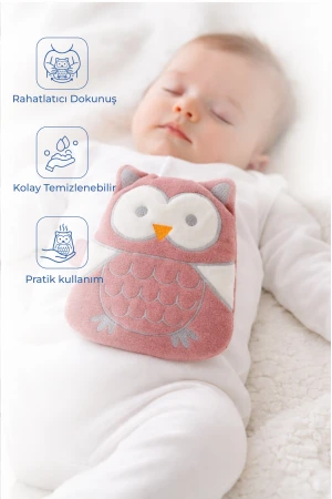 Babyjem Kiraz Çekirdekli Baykuş Kadife Rahatlatıcı Gaz Kemeri & Gaz Yastığı - Gül Kurusu