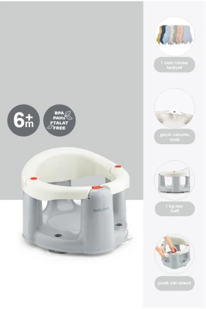 Babyjem Önden Açılır Banyo ve Mama Oturağı ve Hediye Minderli - 2  Li Set Kum Beji