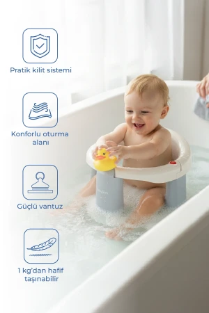 Babyjem Önden Açılır Banyo & Mama Oturağı Kum Beji