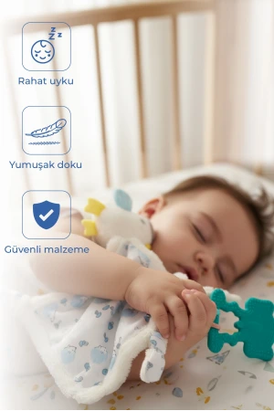 Babyjem 926 Birdy Diş Kaşıyıcılı + Silikon Emzik Hediyeli Uyku Arkadaşım Mavi 