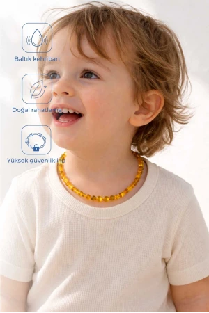 Babyjem Orjinal Sertifikalı Kehribar Bebek Kolyesi Bal