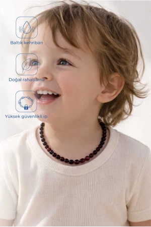 Babyjem Orjinal Sertifikalı Kehribar Bebek Kolyesi Vişne