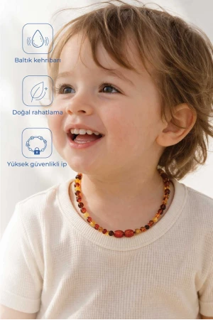 Babyjem Orjinal Sertifikalı Kehribar Bebek Kolyesi Multicolor