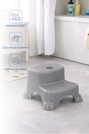 Babyjem Kaydırmaz Bebek Katlı Basamağı Gri