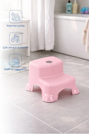 Babyjem Kaydırmaz Bebek Katlı Basamağı Soft Pembe
