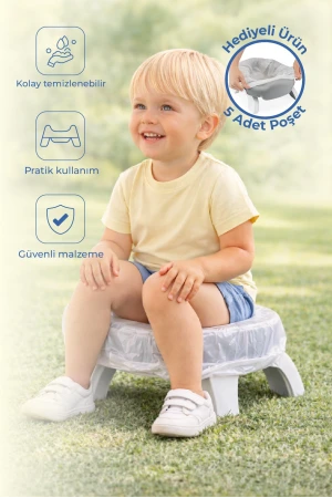 Babyjem Portatif Katlanabilir Seyahat Lazımlığı Soft Gri + 5 Hediye Poşet