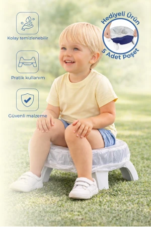 Babyjem Portatif Katlanabilir Seyahat Lazımlığı İndigo Mavi + 5 Hediye Poşet