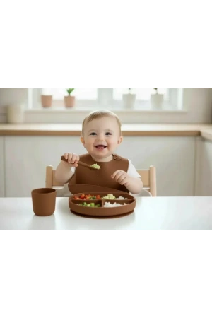 Babyjem Silikon Beslenme Seti Latte 4 Parça Hediye Seti