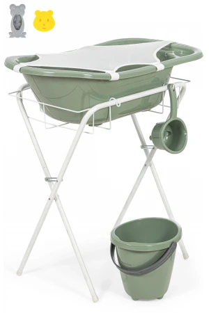 Babyjem Ayaklı Bebek Banyo Küvet Seti 7 Parça Soft Yeşil