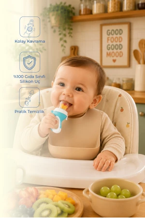 Babyjem Silikon Yumuşak Uçlu Meyve Süzgeçi Sebze Emziği Mavi