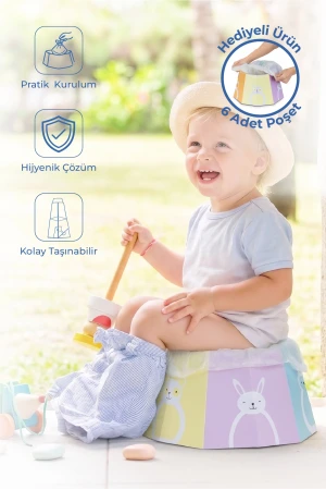 Babyjem Pratik Katlanabilir Seyahat Lazımlığı Desenli 6 Adet Poşet Hediyeli