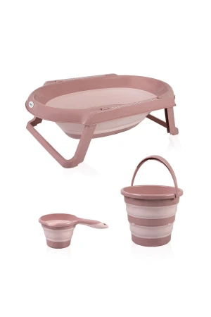 Babyjem Katlanır Banyo Küveti 3 Lü Set Somon