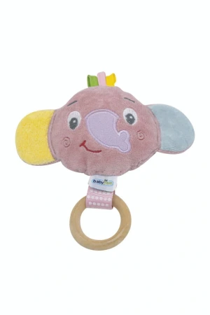 Babyjem Ahşap Halkalı Sevimli Fil Dişlik Gül Kurusu