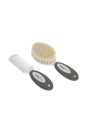 Babyjem Fırça Tarak Seti Doğal Kıl Gri