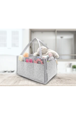 Babyjem Keçe Anne Bebek Bakım Çantası Organizer Gri Çiçek