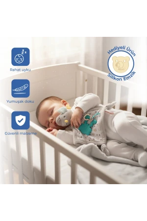 Babyjem 926 Birdy Diş Kaşıyıcılı + Silikon Emzik Hediyeli Uyku Arkadaşım Kahve