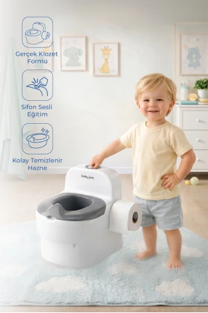 Babyjem Bebeğimin İlk Tuvaleti Sifon Sesli Lazımlık Oturak Beyaz