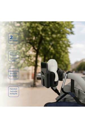 Babyjem Bebek Arabası Aksesuar 2 Parça Set Telefon Tutucu + Kanca XL
