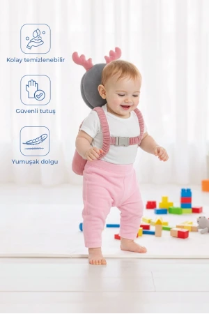 Babyjem Bebek Melek Kanadı Kafa Bel Koruma Yastığı Pembe Kadife
