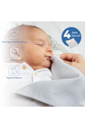 Babyjem Bürümcük Mendil 4lü Gri