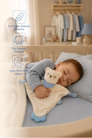 Babyjem Diş Kaşıyıcılı Sevimli Uyku Arkadaşım Mavi