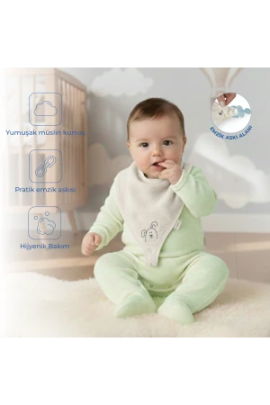 Babyjem Emzik Askılı Müslin Önlük Ekru