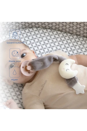 Babyjem Emzik Askısı Ay Desen Gri