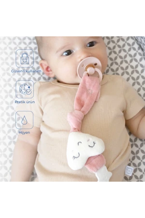 Babyjem Emzik Askısı Kalp Desen Gül Kurusu