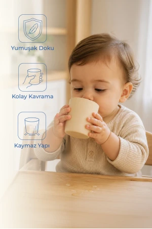 Babyjem Kolay Kavrama Silikon Bardak Ekru