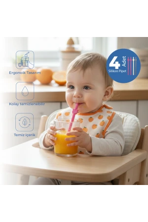 Babyjem Kolay Temizlenebilir Silikon Pipet ( 4 Adet )