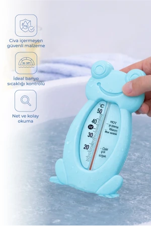 Babyjem Cıvasız Kurbağa Banyo Oda Termometresi Turkuaz