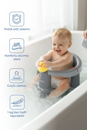Babyjem Önden Açılır Banyo & Mama Oturağı Gri