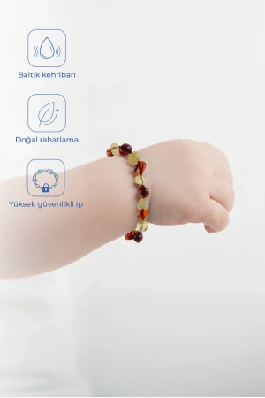 Babyjem Orjinal Sertifikalı Kehribar Bebek Bilekliği Multicolor