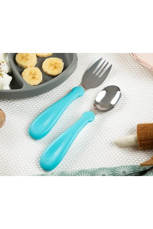 Babyjem Paslanmaz Çelik Çatal Kaşık Seti - Turkuaz