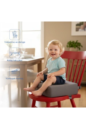Babyjem QuickBoost Taşınabilir Mama Sandalye Yükseltici Minder Antrasit
