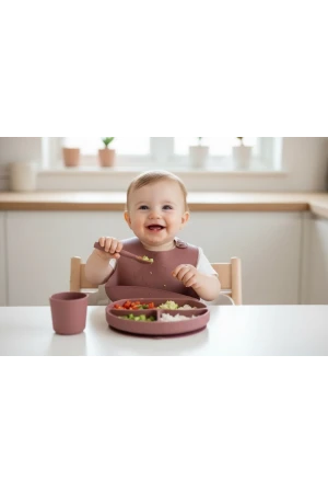 Babyjem Silikon Beslenme Seti Mocha 4 Parça Hediye Seti