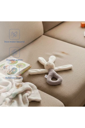 Babyjem Tutmalı Çıngıraklı Mini Peluş Tavşan Taş 842