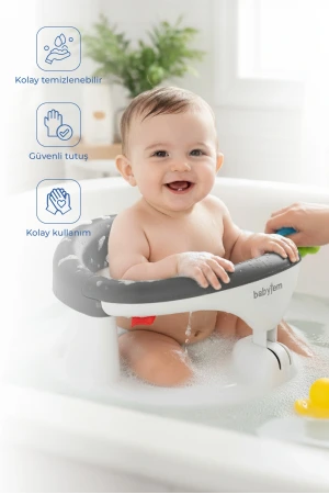 Babyjem Yandan Açılır Banyo ve Mama Oturağı Antrasit