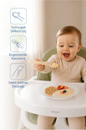 Babyjem Yumuşak Uçlu Silikon Kaşık Ekru